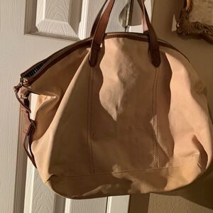 Large Chic Canvas Tote with Leather Handles
